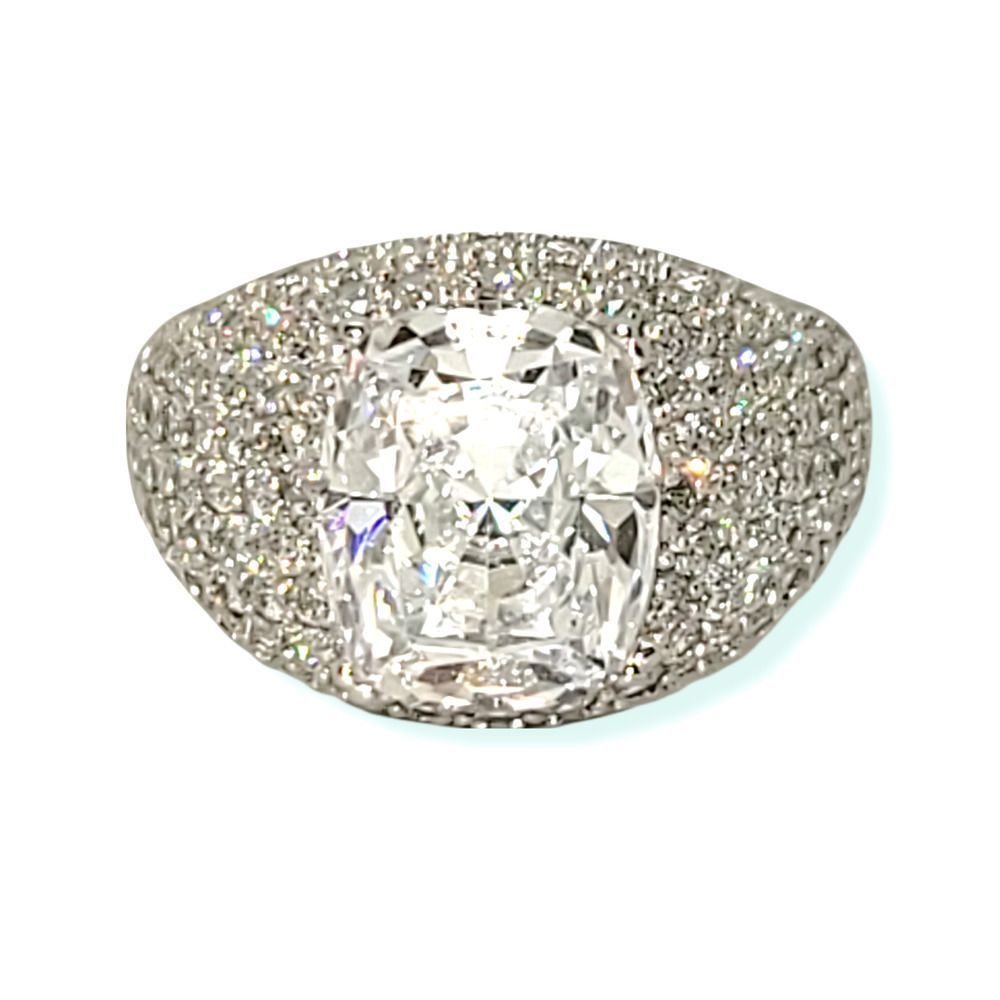 10.37ctw Cushion & Round Platinum on 925 Ring